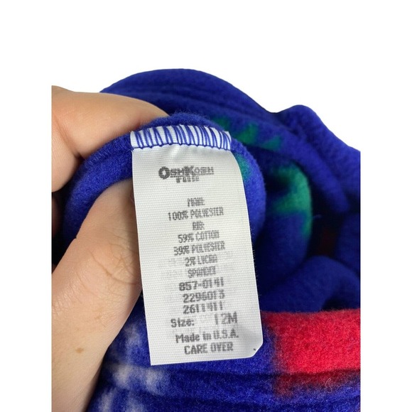 Vtg Oshkosh B'Gosh Baby Fleece Overalls Vestbak 12M 12 Months Boy Girl USA Made - Picture 5 of 5